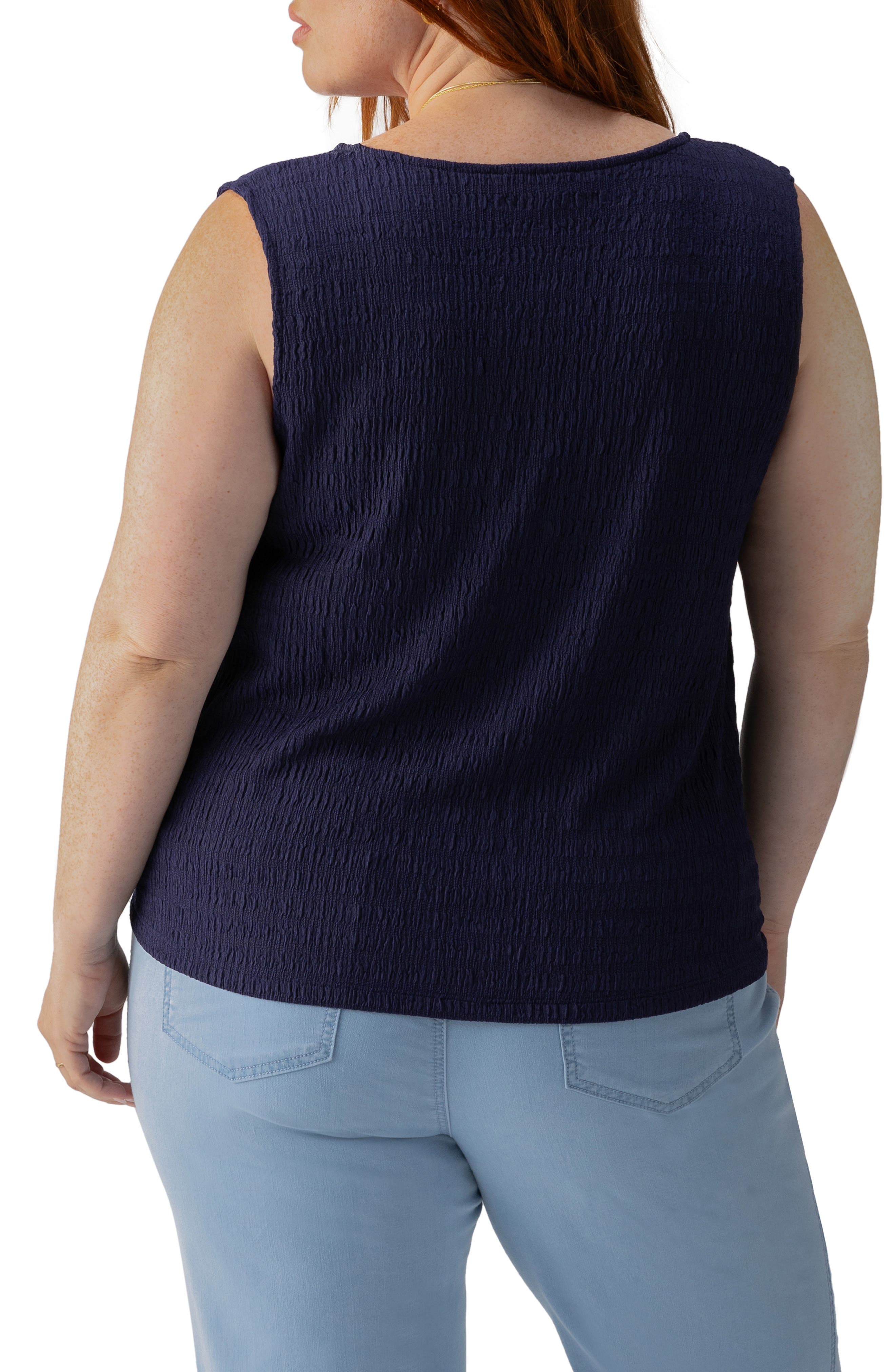 Link Up Crinkle Stripe Tie Hem Sleeveless Top - image 2