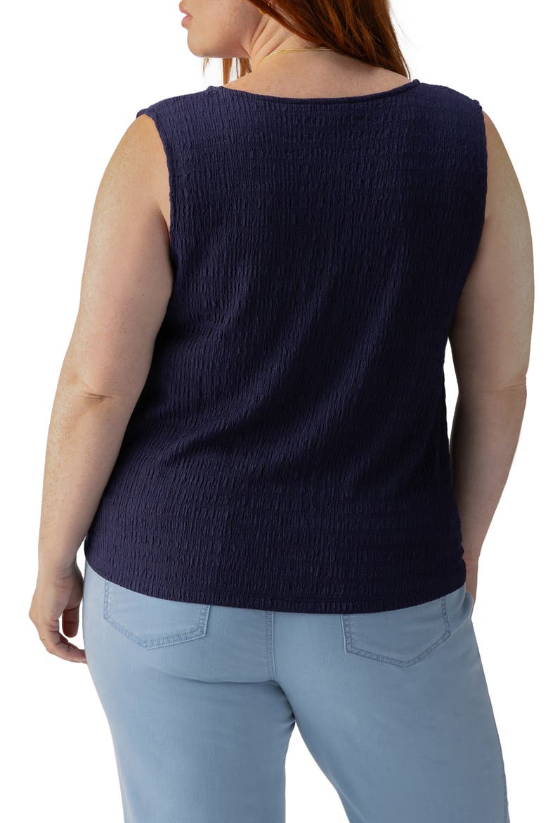 Link Up Crinkle Stripe Tie Hem Sleeveless Top, Alternate, color, DEEP SEA