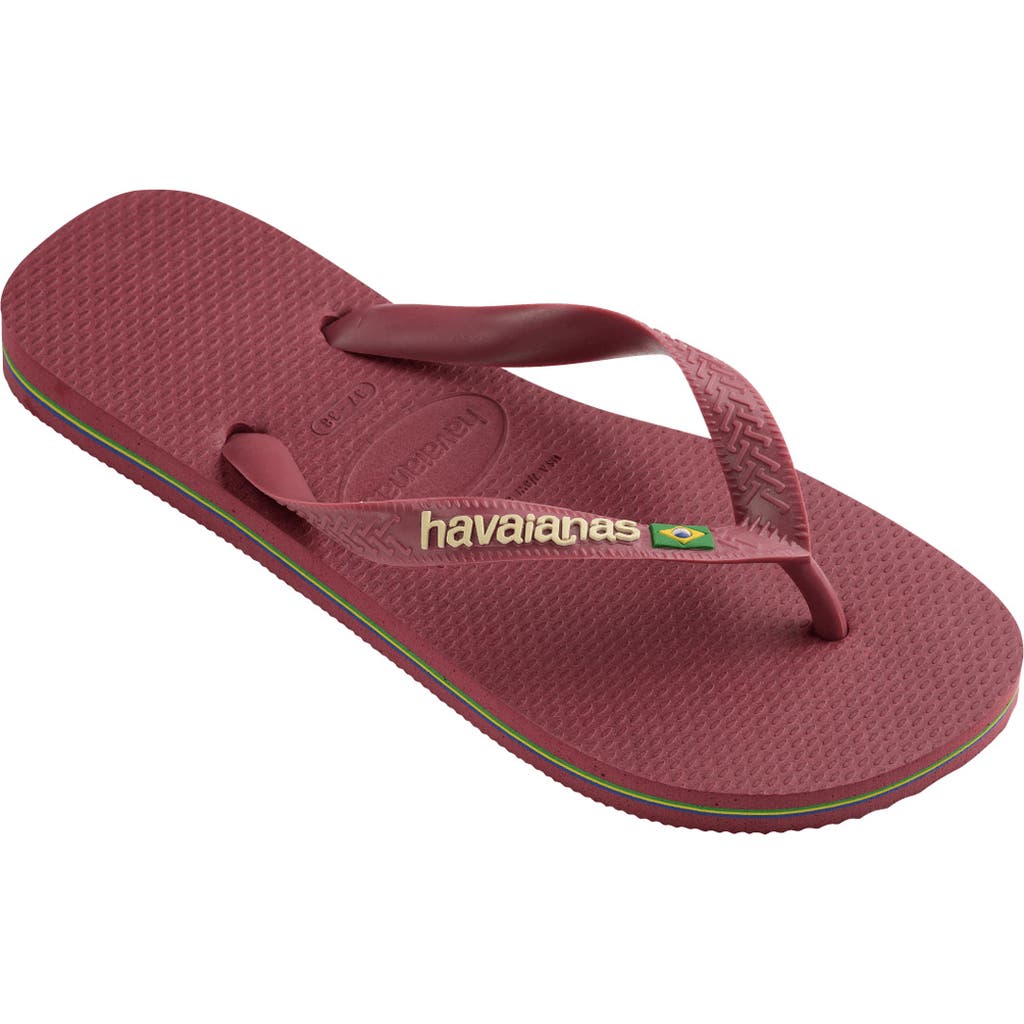 Havaianas Slim Square Logo Flip Flop In Amaranth