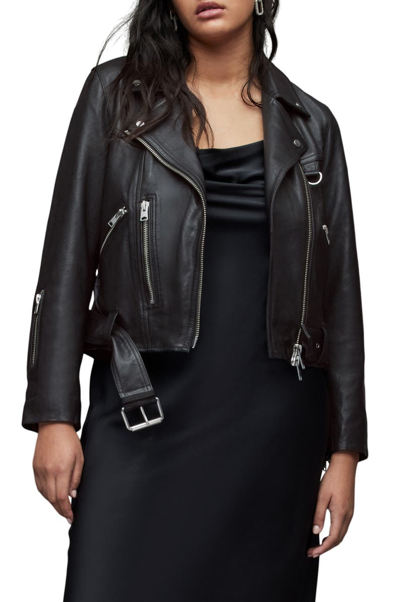 AllSaints Gidley Leather Biker Jacket, Alternate, color,