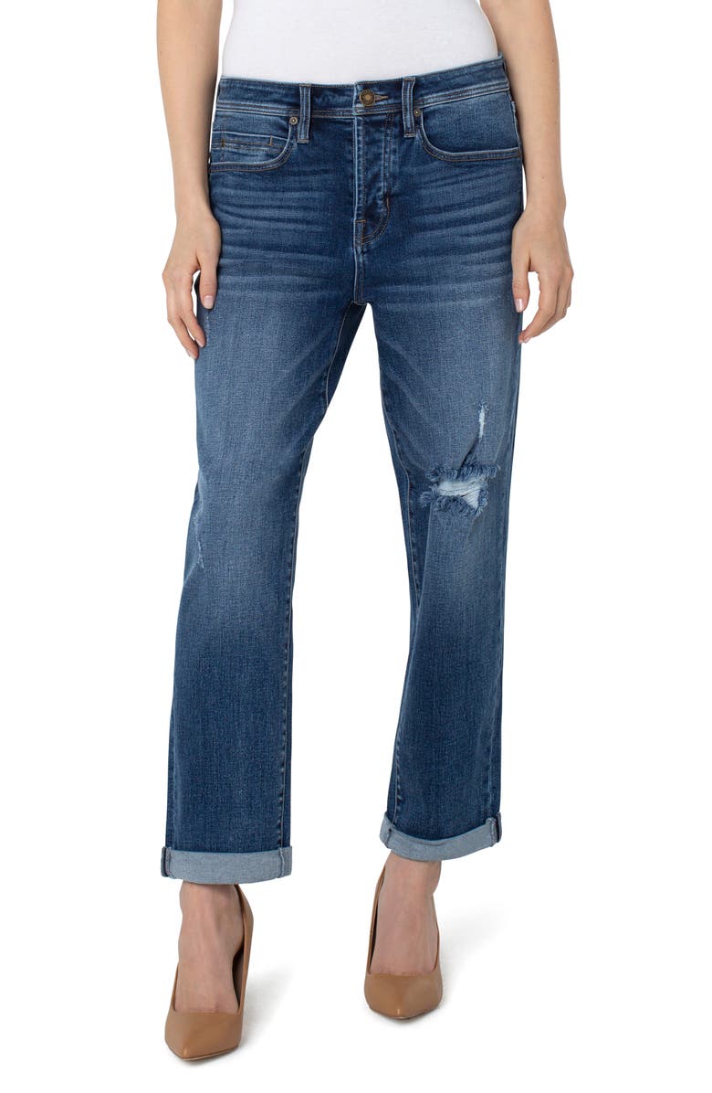 Liverpool The Real Boyfriend Roll Cuff Straight Leg Jeans, Main, color, 