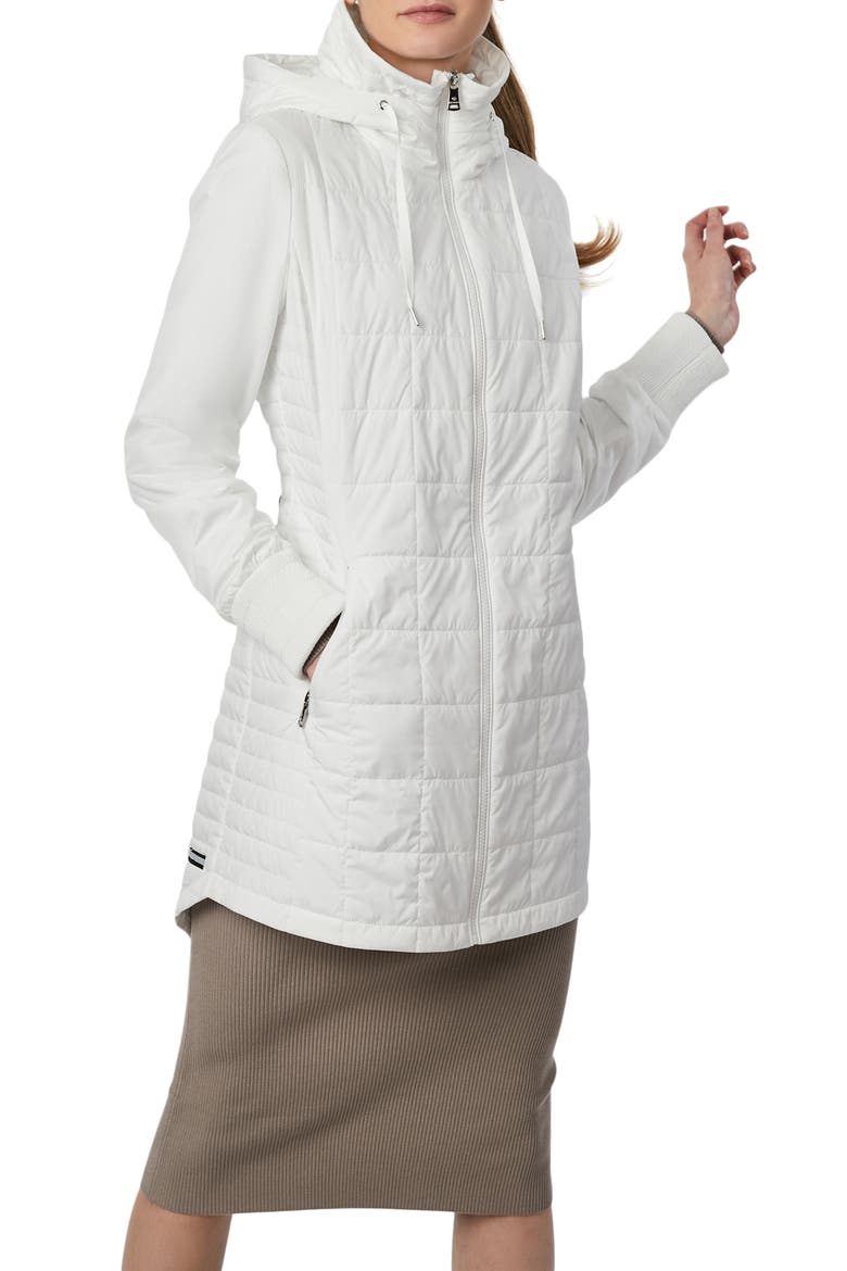 Water Resistant Puffer Hooded Jacket & Tote, Main, color, WHITE
