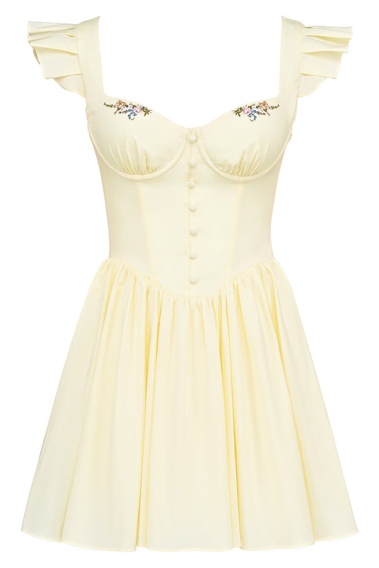 Sisi Embroidered Stretch Cotton Minidress, Alternate, color, LEMON ICING