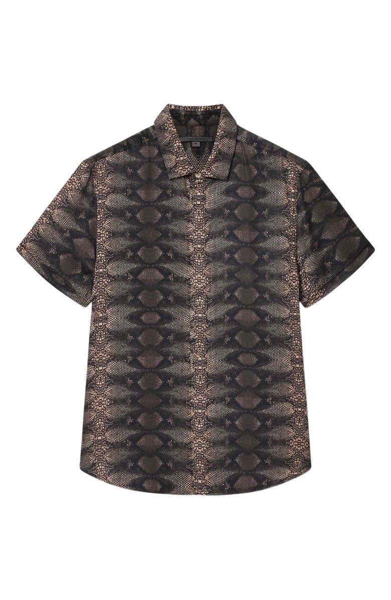 John Varvatos Loren Slim Fit Short Sleeve Button-Up Shirt, Alternate, color, Light Khaki