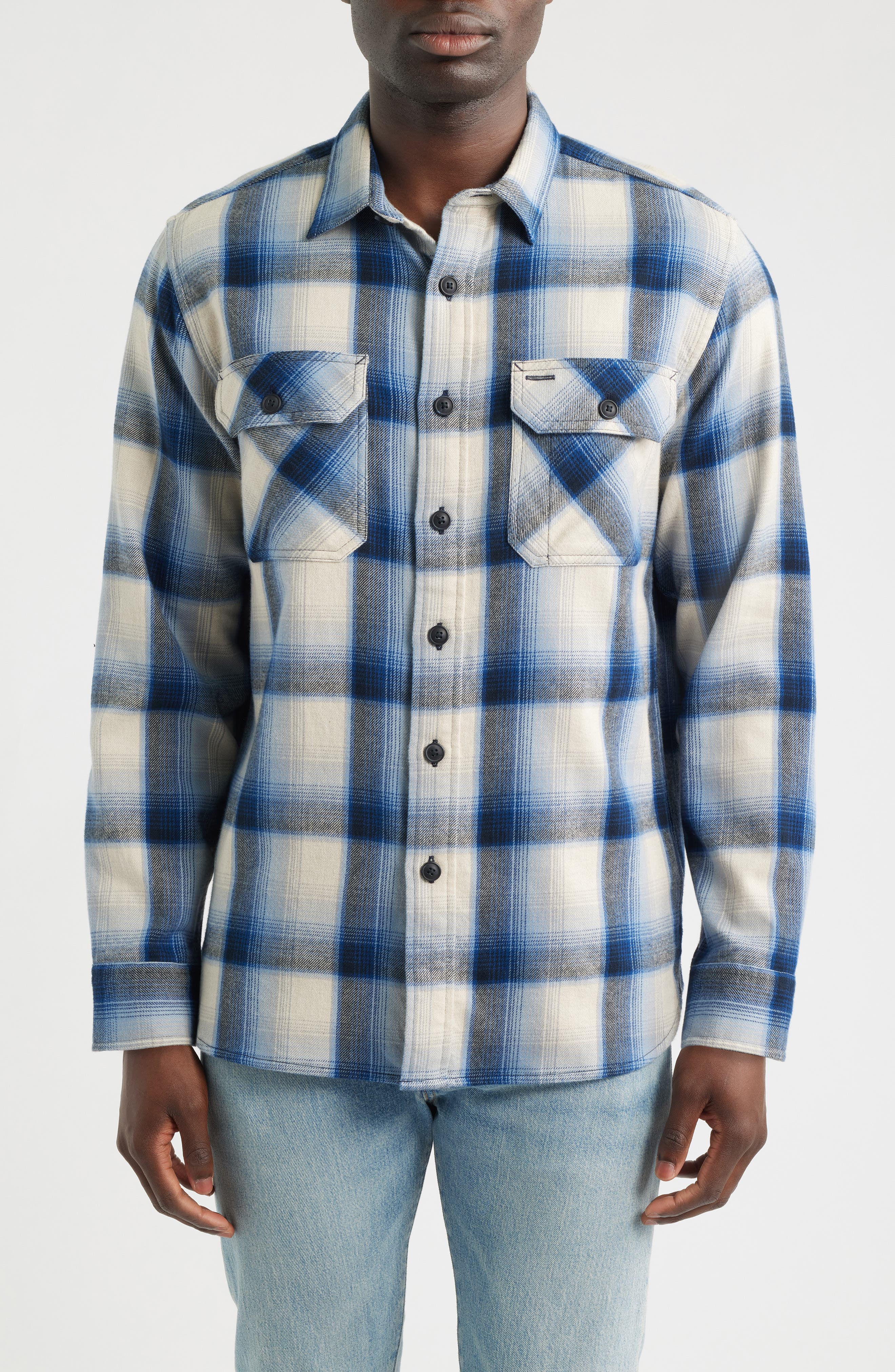 selected BLUE/ ECRU PLAID