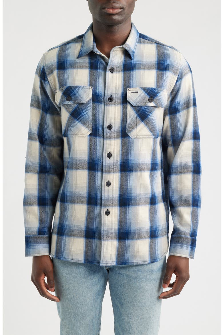 Burnside Cotton Flannel Shirt, Main, color, BLUE/ ECRU PLAID