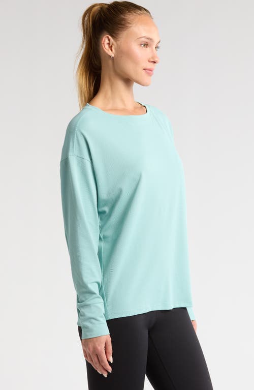 Zella Textured Equilibrium Long Sleeve T-shirt In Teal Aquifer