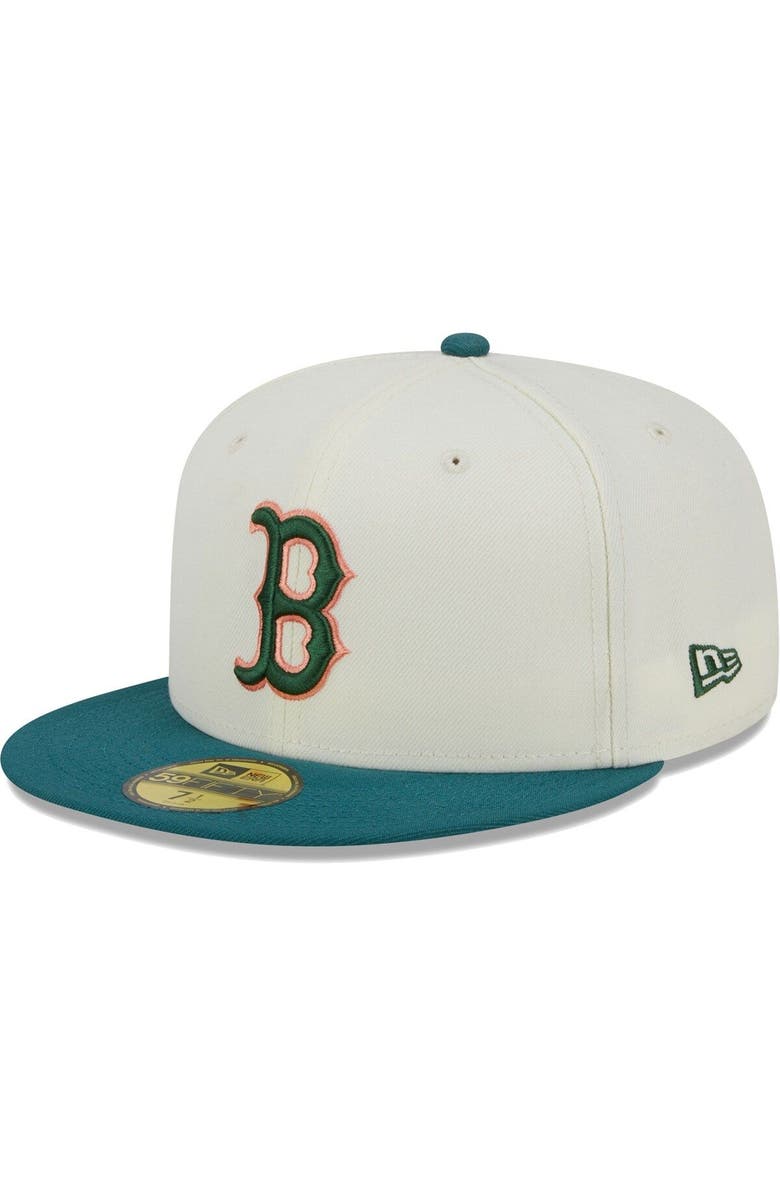 New Era Men's New Era Cream Boston Red Sox Chrome Evergreen 59FIFTY Fitted Hat, Alternate, color, 