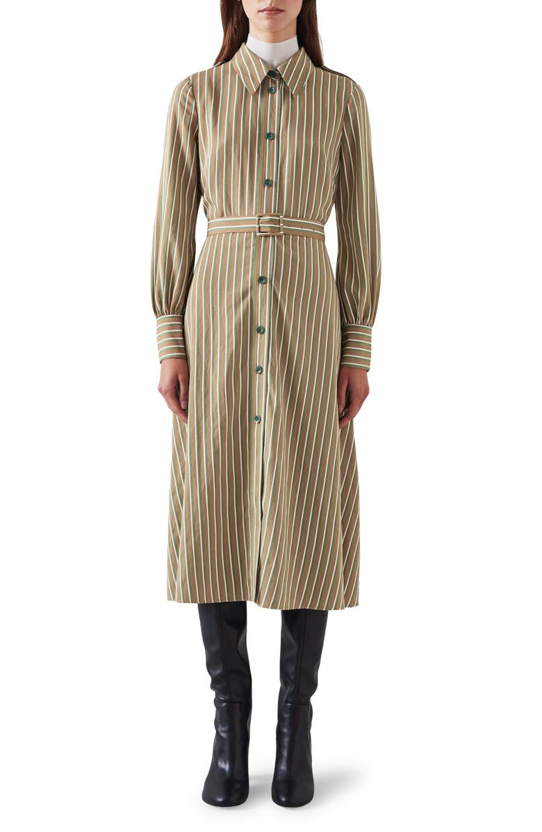 LK Bennett Frances Stripe Long Sleeve Shirtdress, Main, color, 