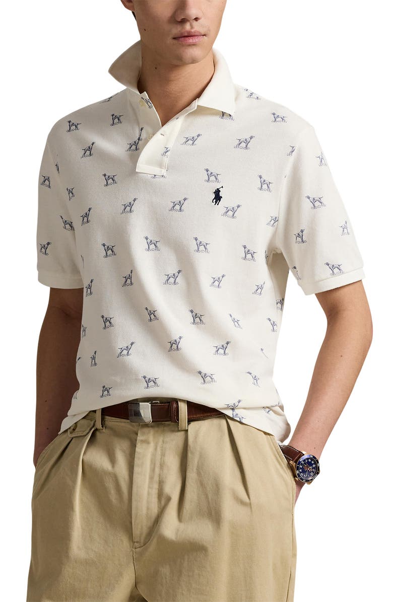 Polo Ralph Lauren Classic Fit Dog Print Cotton Piqué Polo, Main, color, 
