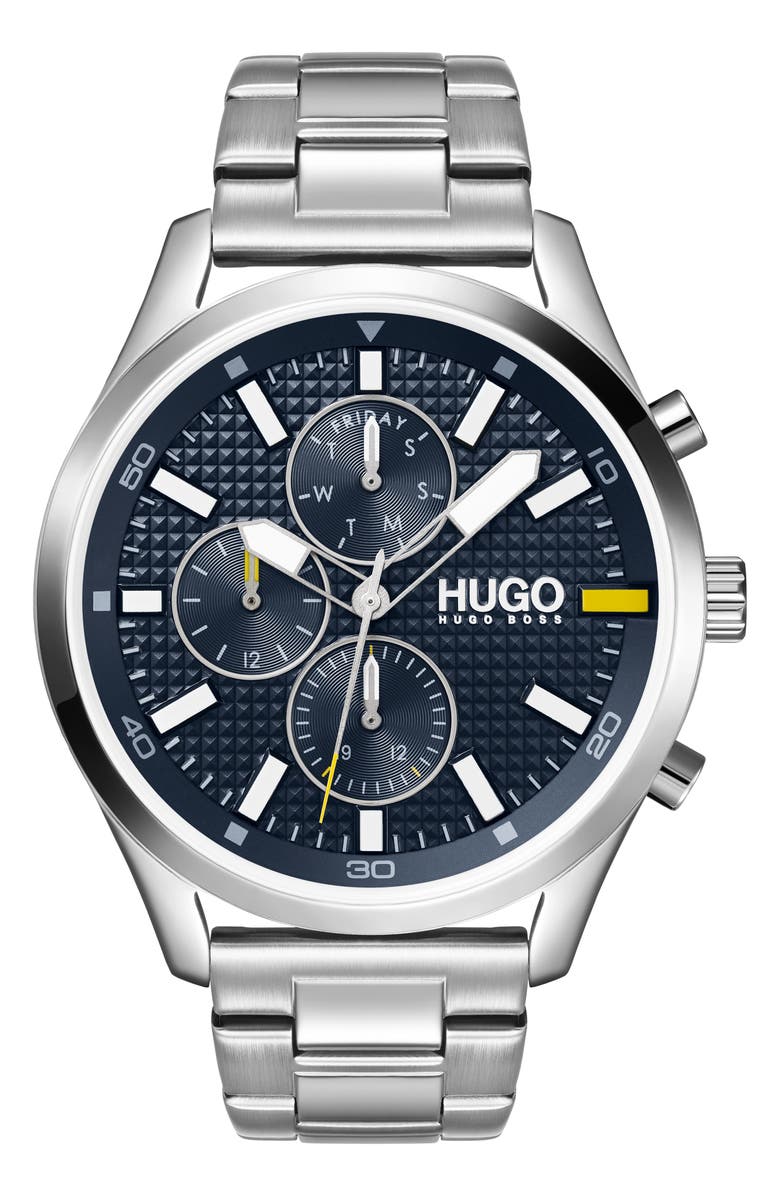 HUGO Chase Chronograph Bracelet Watch, 46mm, Main, color, 