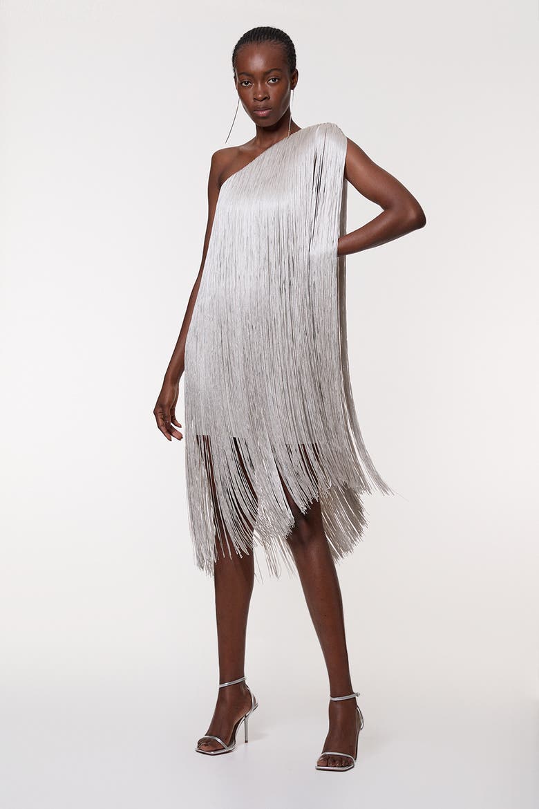 Asymmetric Draped Fringe Mini Dress (Women) | Nordstrom