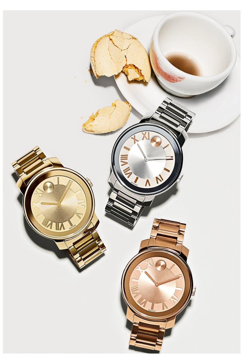 'Bold' Roman Numeral Index Bracelet Watch, 39mm, Alternate, color, GOLD