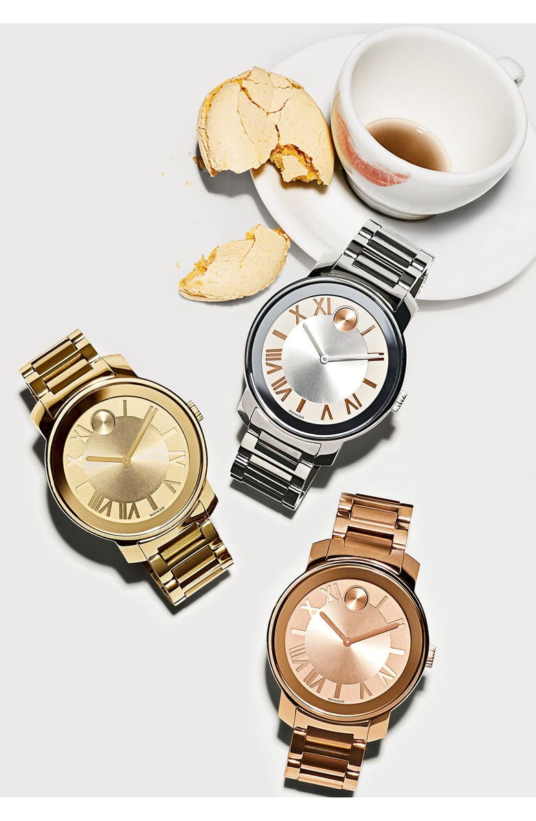 Movado 'Bold' Roman Numeral Index Bracelet Watch, 39mm, Alternate, color, 