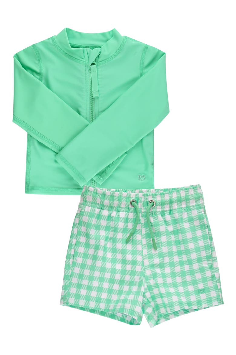 Kids' Spring Bud Long Sleeve UPF 50+ Two-Piece Rashguard Swimsuit, Main, color, GREEN