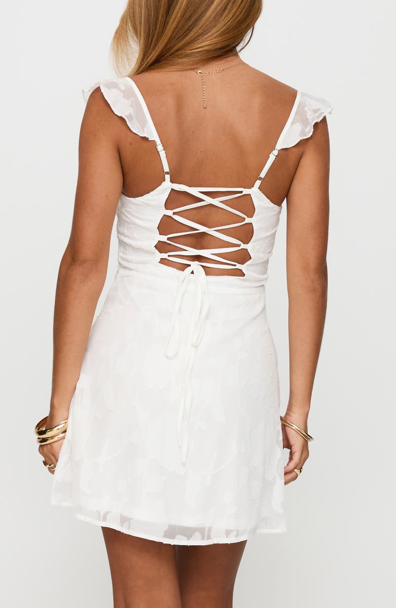 Princess Polly Past & Present Burnout Floral Minidress, Alternate, color, White