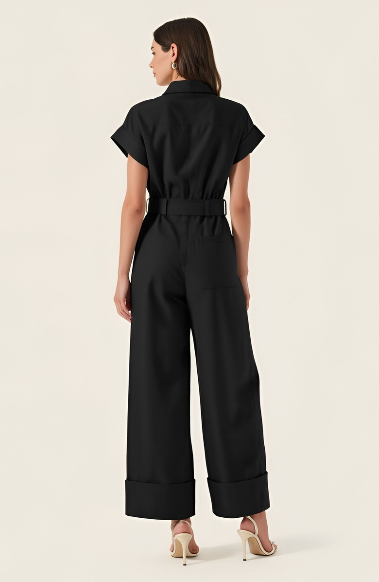 Modenaire Collared Jumpsuit with Removable Belt, Alternate, color,