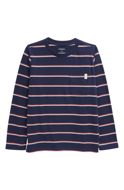 Kids' Stripe Long Sleeve Cotton T-Shirt (Toddler, Little Kid & Big Kid)