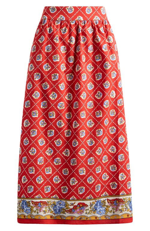 Shop Wayf Josefina Cotton Blend Skirt In Red Scarf