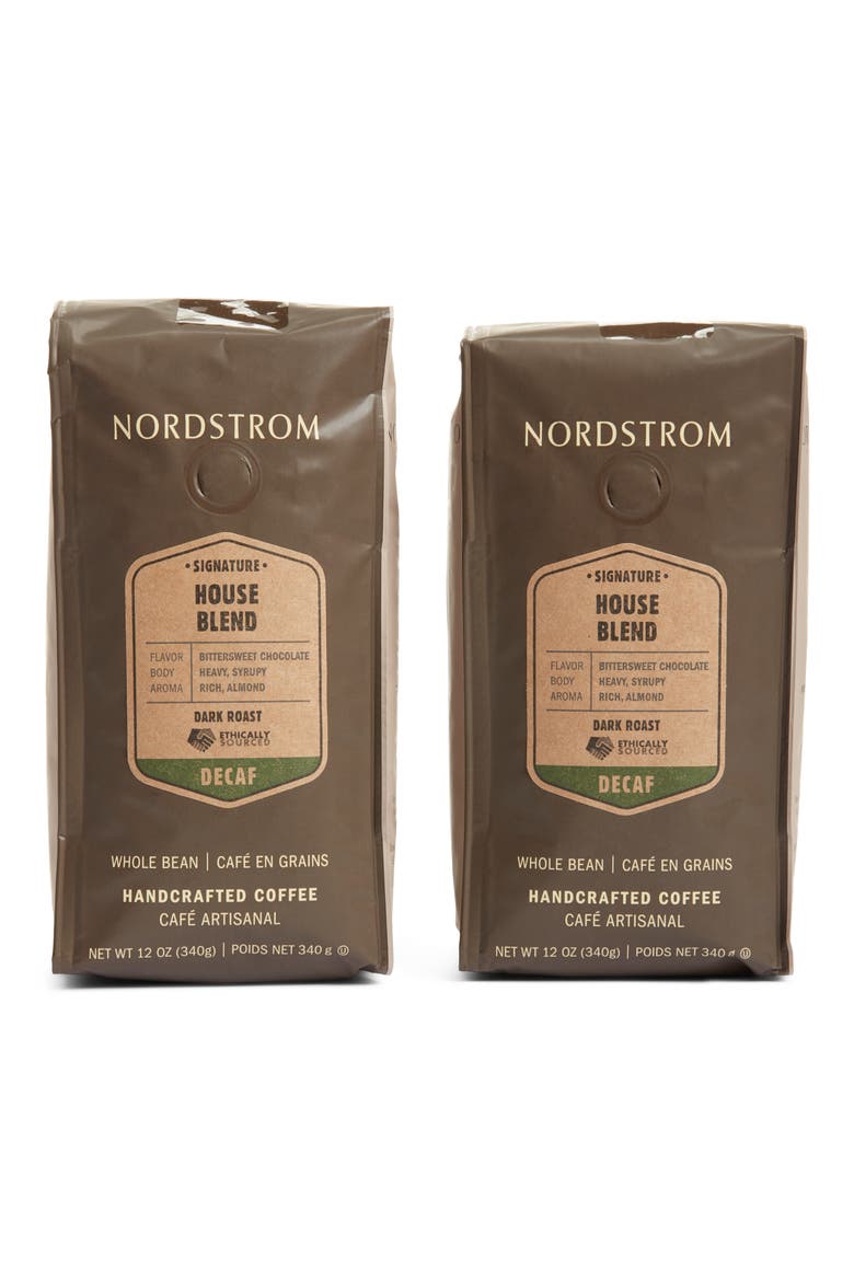 Ethically Sourced Decaf House Blend 2-Pack Whole Bean Coffee, Main, color, BROWN