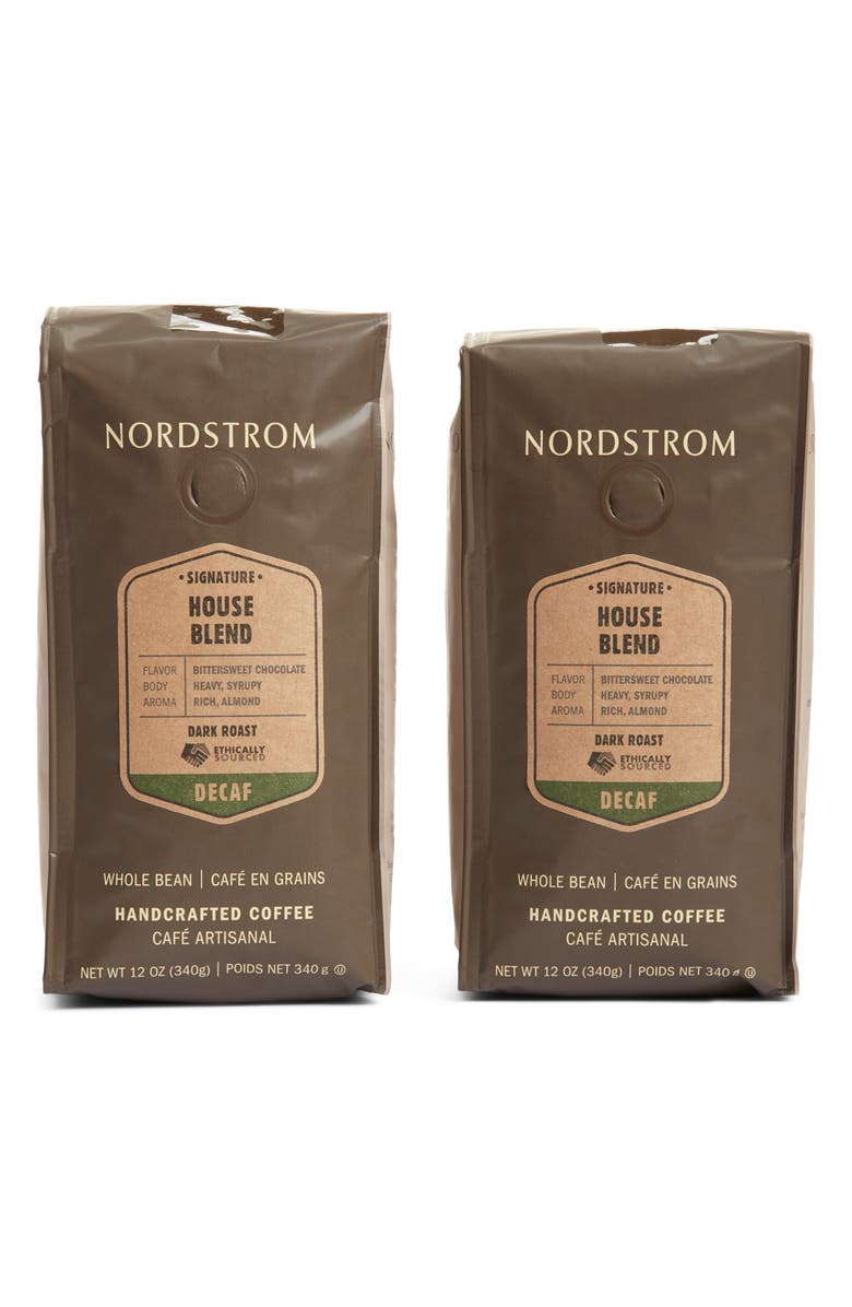 Nordstrom Ethically Sourced Decaf House Blend 2-Pack Whole Bean Coffee, Main, color, 
