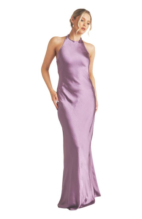 Racer Neck Satin Bridesmaid Dress