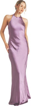 Six Stories Racer Neck Satin Bridesmaid Dress