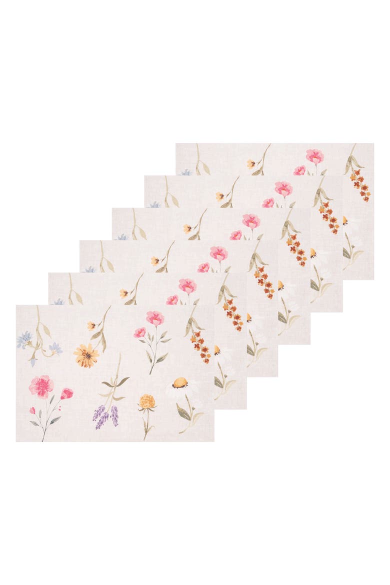 April Showers Placemats Set of 6 14" x 20", Main, color, Brown