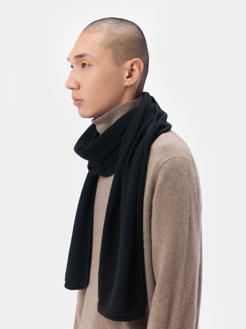 Gobi Mongolian Cashmere Cashmere Jersey Knit Scarf In Black