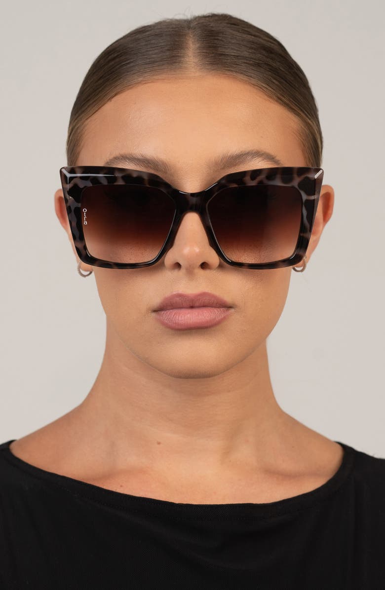 OTRA EYEWEAR Sierra Square Sunglasses, Alternate, color, Tort/ Brown Fade