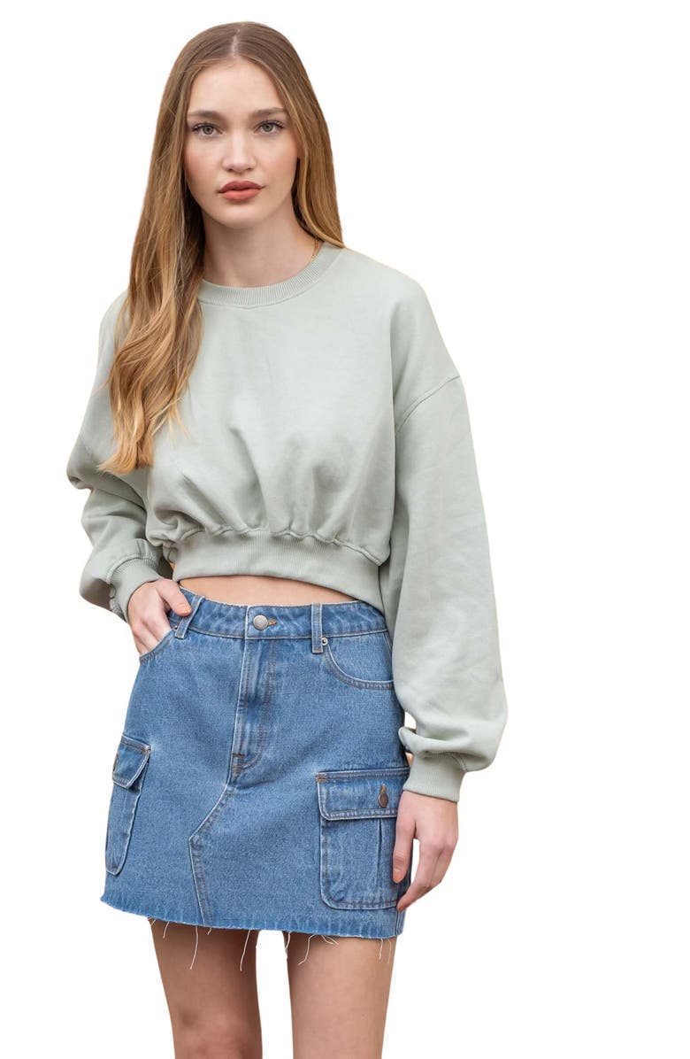 Blu Pepper Cargo Denim Miniskirt, Alternate, color,