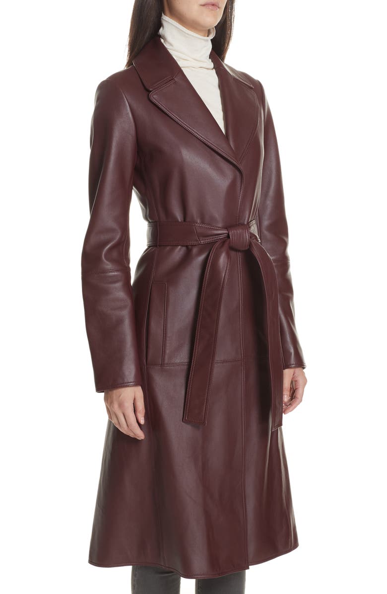 Theory Nappa Leather Trench Coat, Alternate, color, 