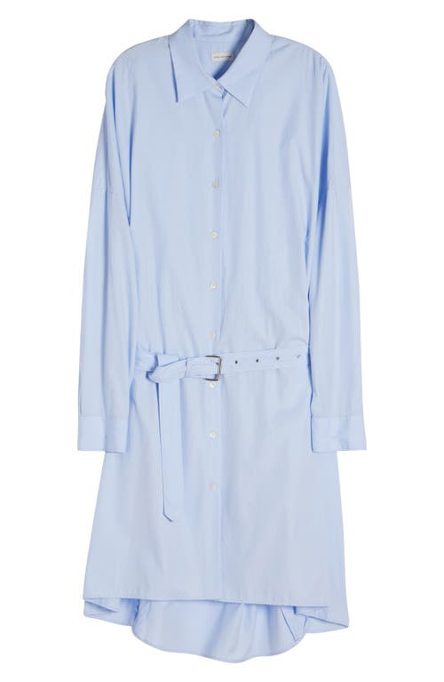 Dries Van Noten Dindi Belted Long-sleeve Shirtdress In Light Blue