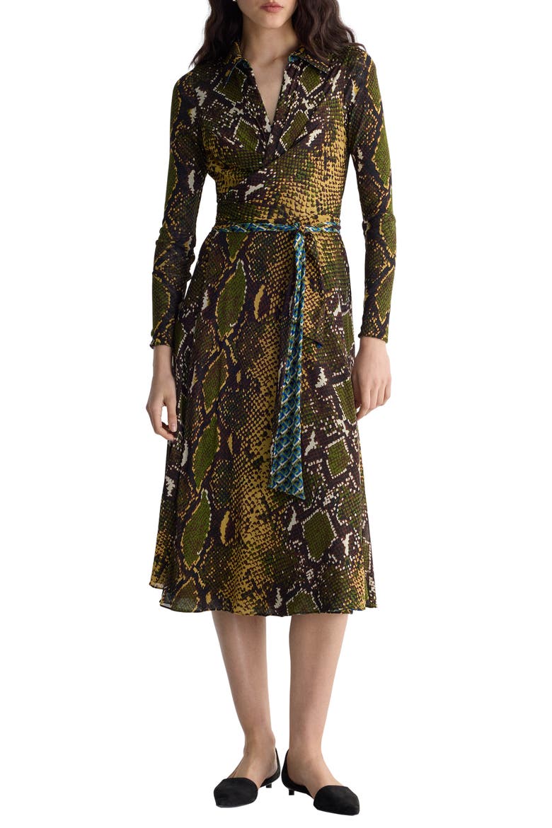 Phoenix Reversible Midi Dress, Main, color, SERPENTE CARAWAY/GEO PESTO