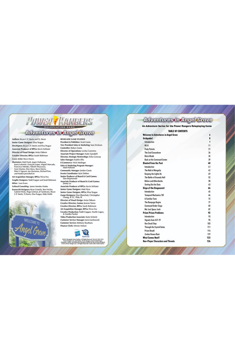 Renegade Game Studios Power Rangers RPG Adventures in Angel Grove Hardcover Adventure Book, Alternate, color, Multicolored