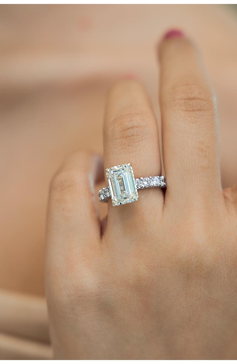 LuvMyJewelry Vienna 14K Gold Emerald Cut Lab Grown Diamond Hidden Halo Engagement Ring - 7.5 Cts, Alternate, color, 