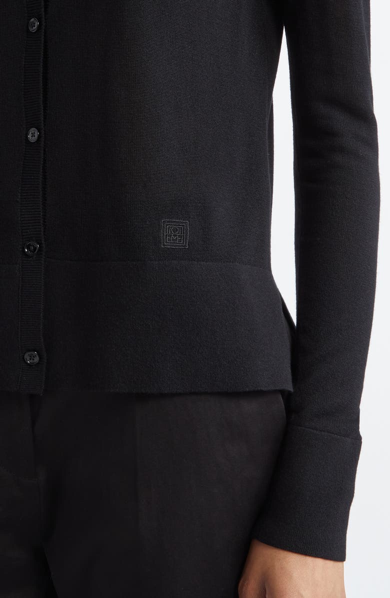 TOTEME Fine Knit Cardigan, Alternate, color, Black