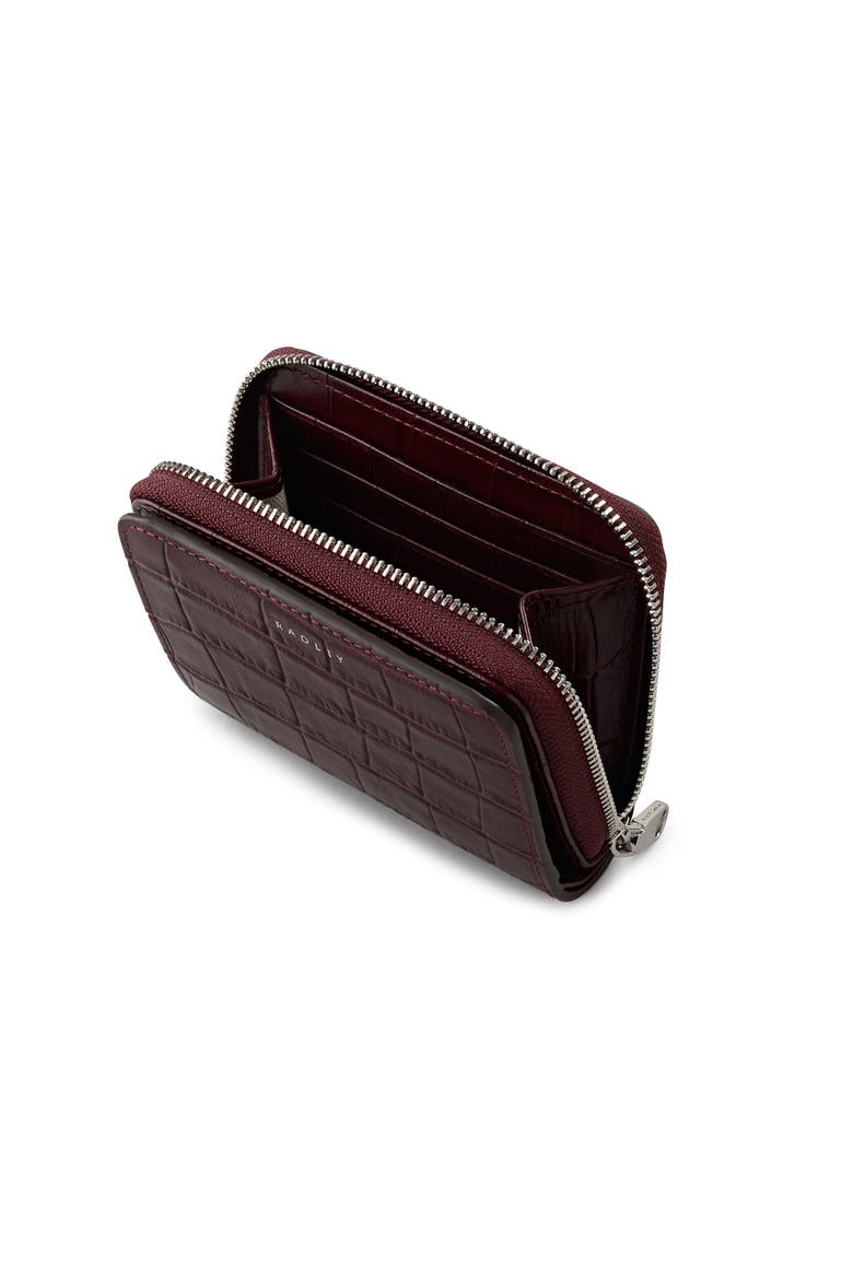Dukes Place - Faux Croc Medium Zip Around Wallet, Alternate, color, Dark Cherry