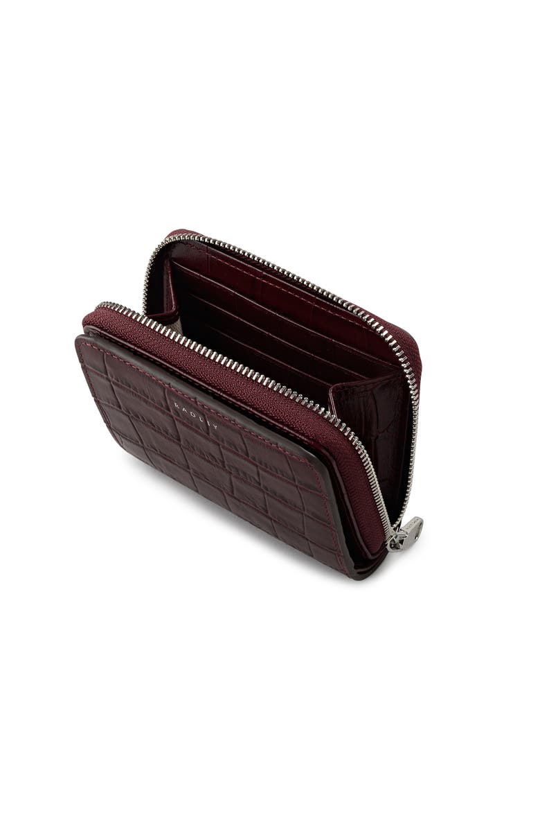 Radley Dukes Place - Faux Croc Medium Zip Around Wallet, Alternate, color, Dark Cherry