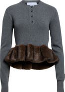 Stella McCartney Faux Fur Trim Wool Blend Sweater
