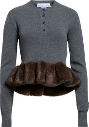 Stella McCartney Faux Fur Trim Wool Blend Sweater