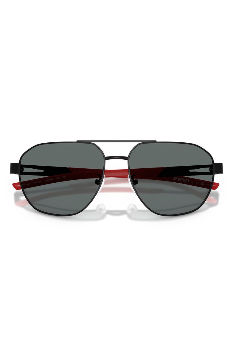 Scuderia Ferrari 59mm Polarized Aviator Sunglasses, Alternate, color, Matte Black