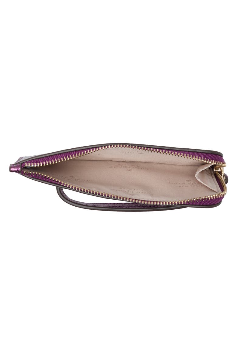 Small L-Zip Leather Wristlet, Alternate, color, DARK RASPBERRY