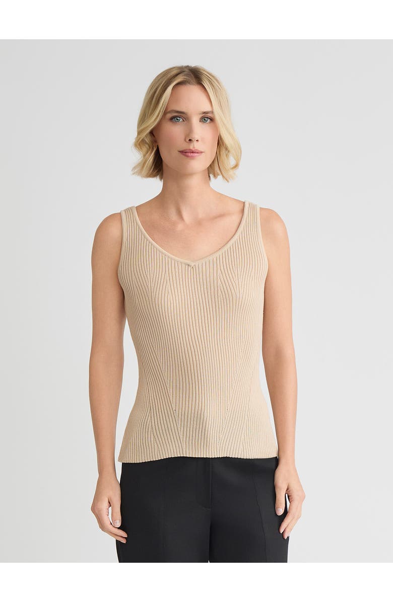 Misook Shaped Soft Ribbed Knit Tank, Main, color, Beige