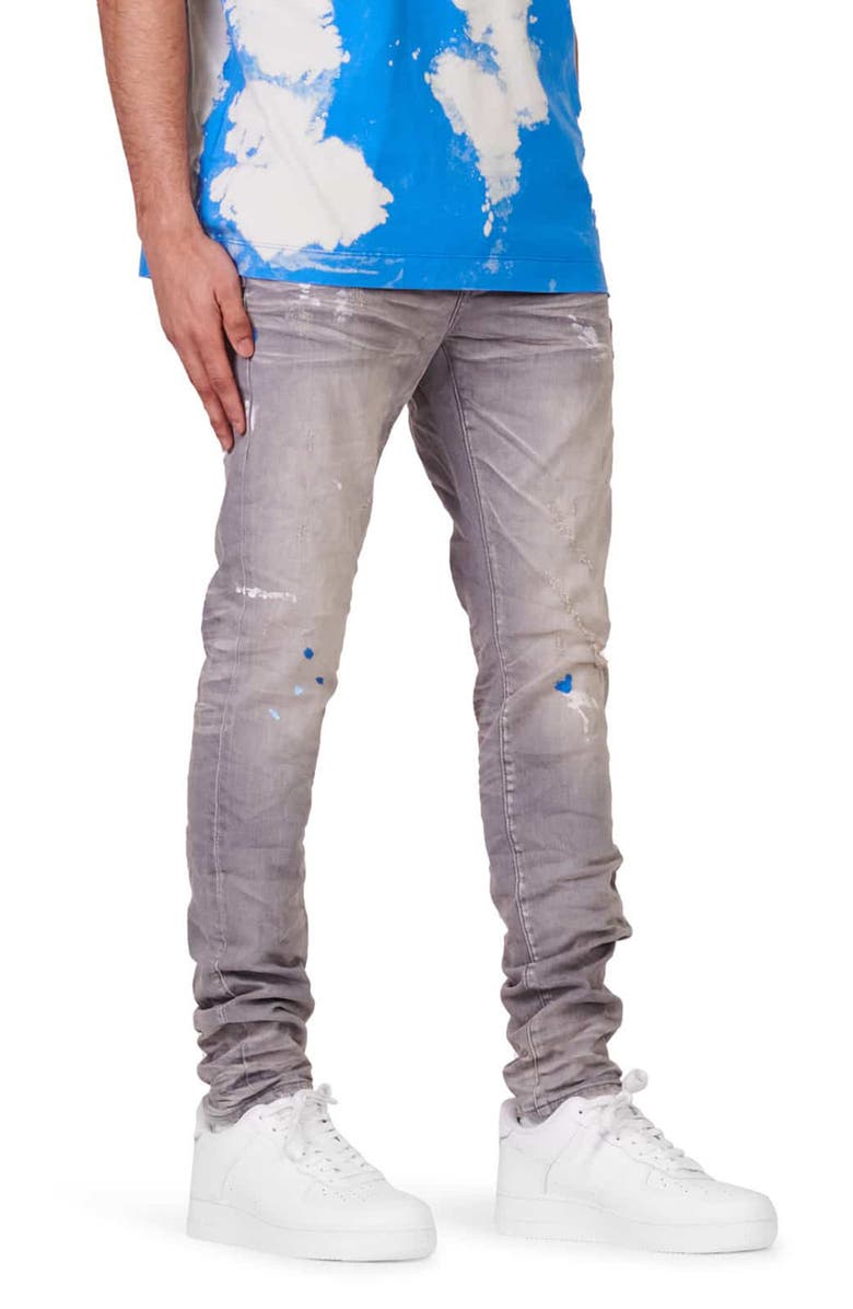 PURPLE BRAND PURPLE Paint Splatter Distressed Skinny Jeans, Alternate, color,
