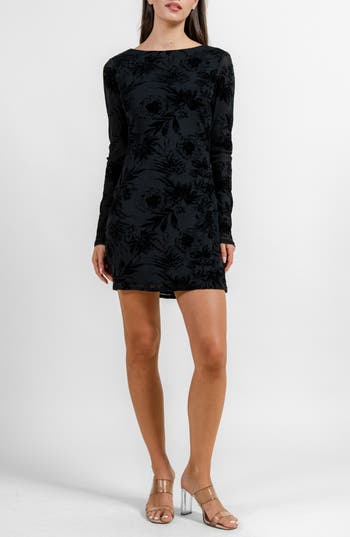 Beivy Long Sleeve Low Back Minidress In Black