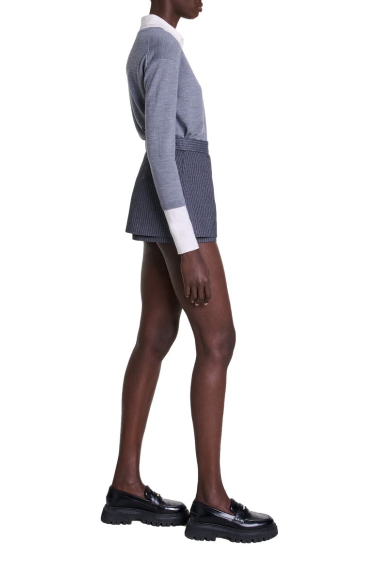 maje Rhinestone layered skort, Alternate, color, 