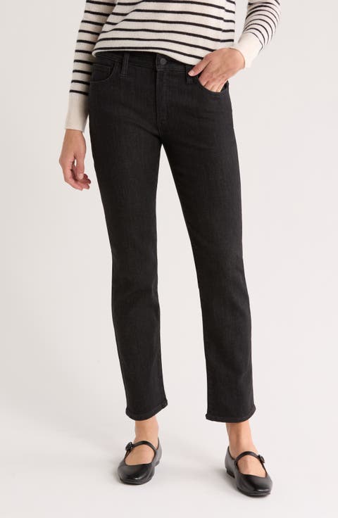 Mid Rise Straight Leg Ankle Jeans