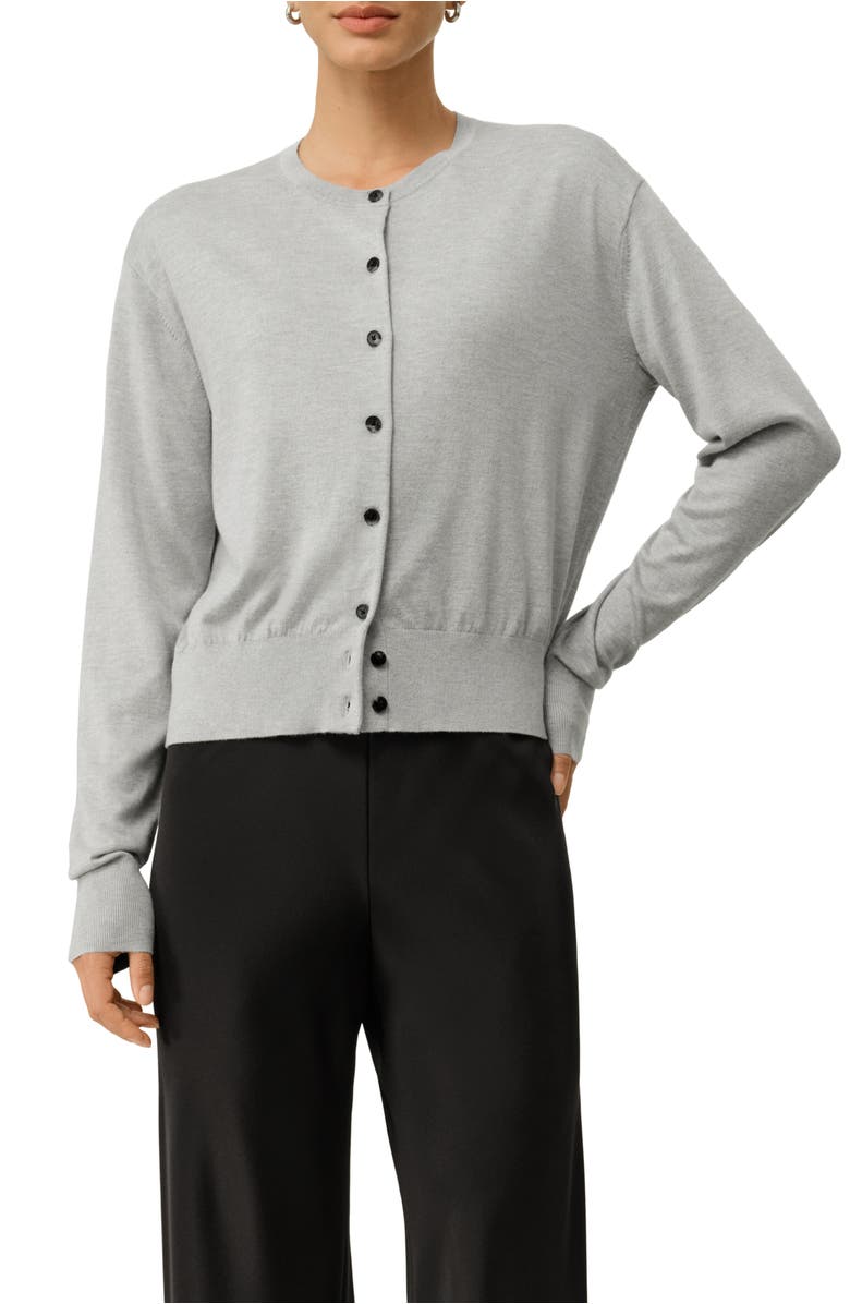 Lilysilk Round-Neck Silk Cashmere Cardigan, Main, color, Foggy