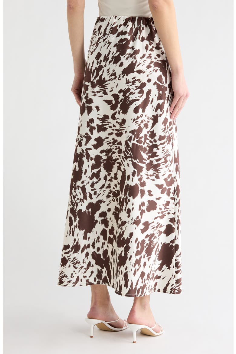 Animal Print Satin Maxi Skirt, Alternate, color, COW